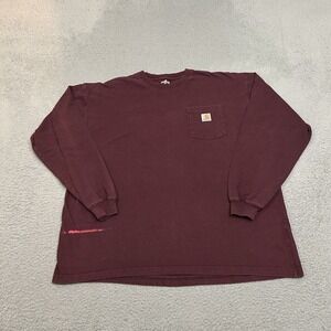 Carhartt Shirt Mens Extra Large Purple‎ Long Sleeve Crew Neck Work Wear Pocket